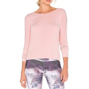 NEW Mippo Pink Cross Back Open Back Long Sleeve Yoga Workout Gym Shirt